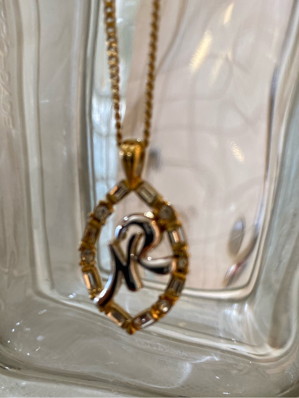 LOW START Nina Ricci Gold & Silver Plated Pendant w/ Crystal Accents, Gold Chain - Picture 8 of 9
